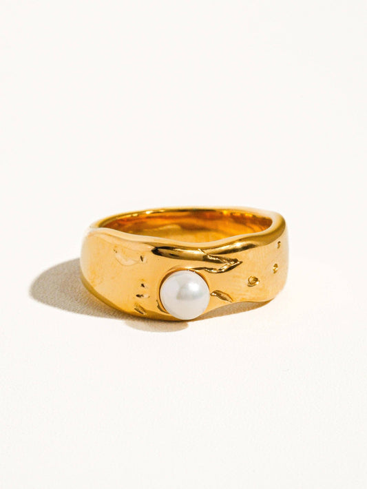 Marci Pave 18K Gold Non-Tarnish Pearl Band Ring