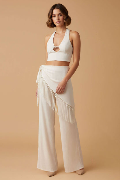 Fran Frindge Wrap Three Piece Set (Top Pants Scarf)
