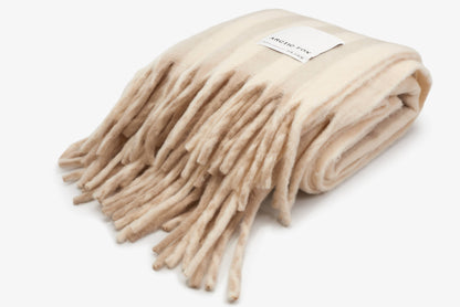 The Cream Wool Stripe Throw
