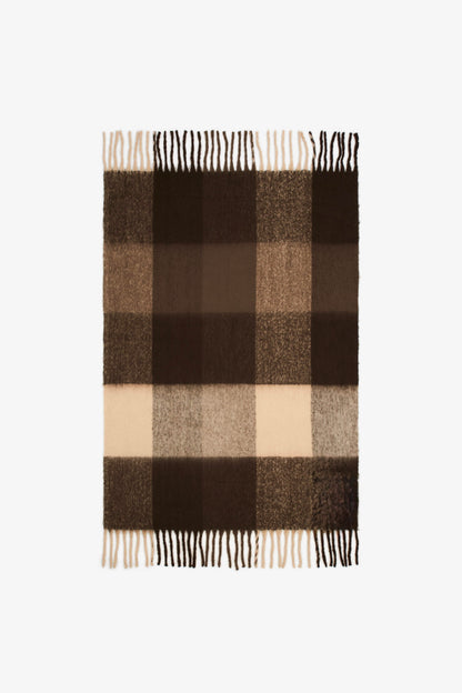 The Checkered Wool Throw - Dark Earth Brown