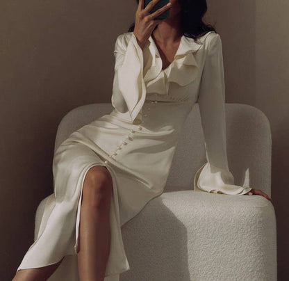 Evelyn Satin Midi Dress