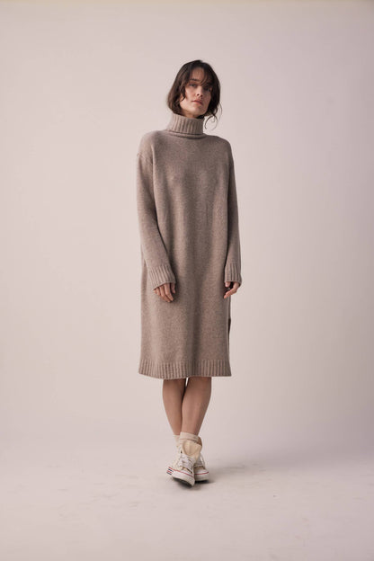 Mabel 100% Wool Turtleneck Midi dress