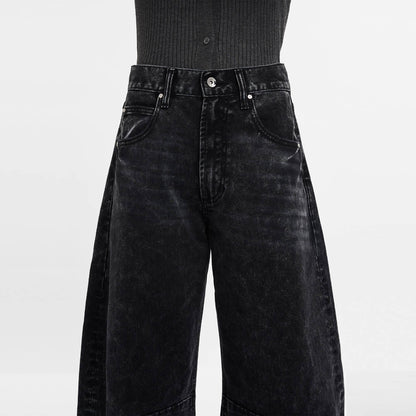 Devin Black High Waist Tailored Barrel Jean