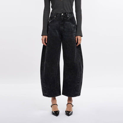 Devin Black High Waist Tailored Barrel Jean