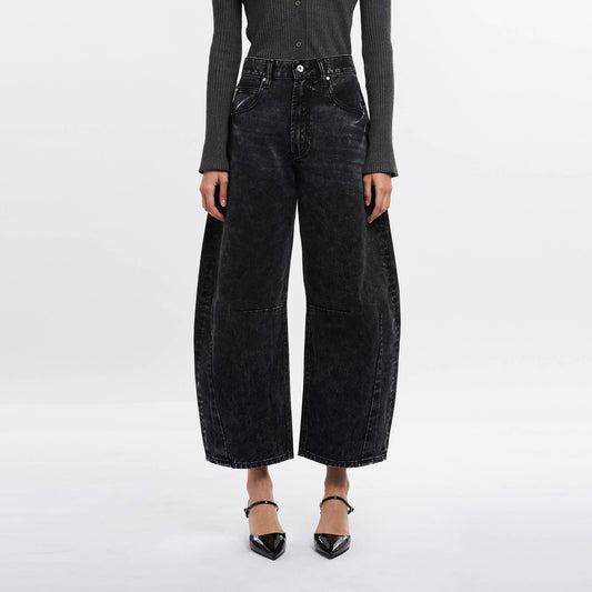 Devin Black High Waist Tailored Barrel Jean