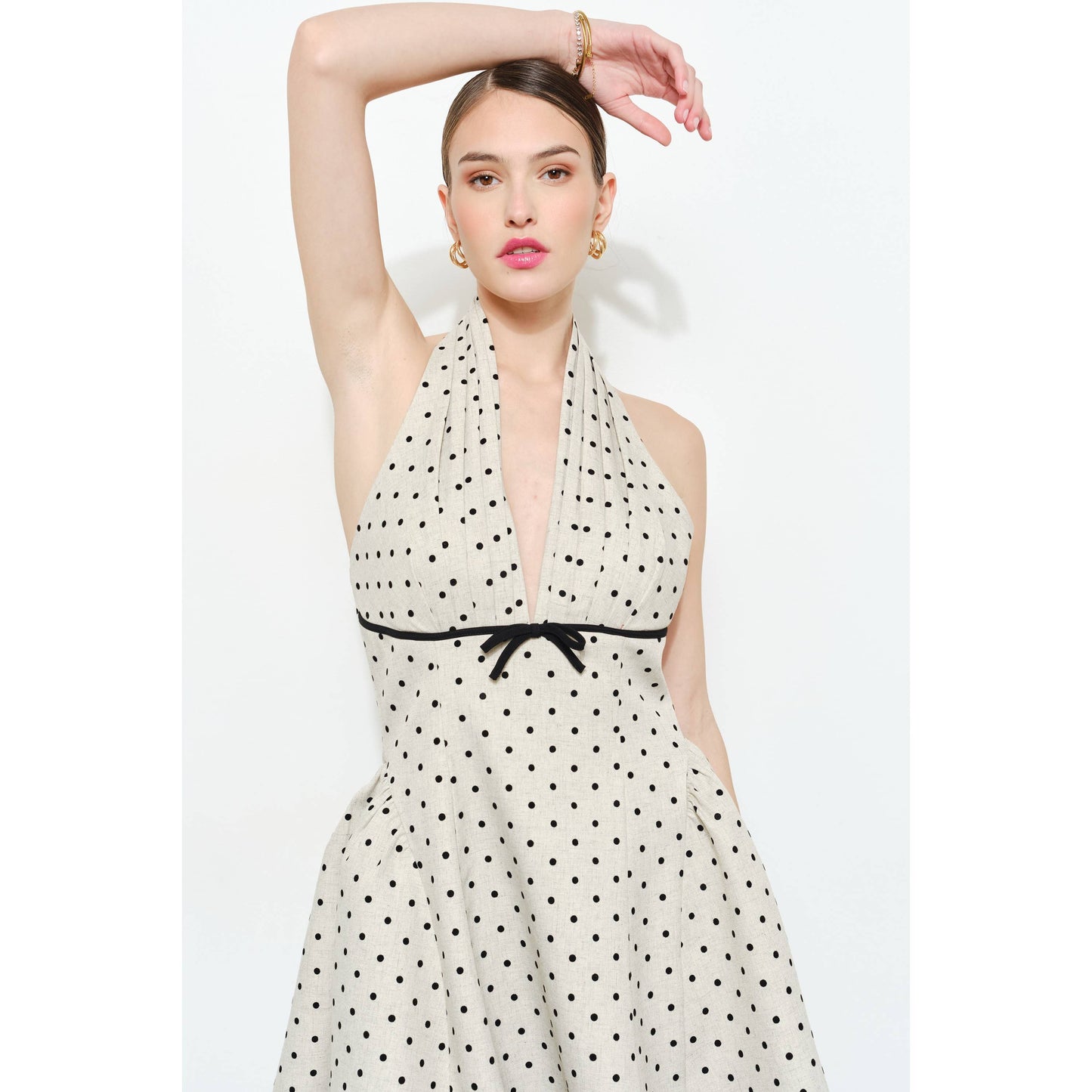 Adelaide Polka Dot Halter Mini Dress