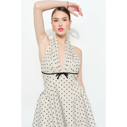 Adelaide Polka Dot Halter Mini Dress