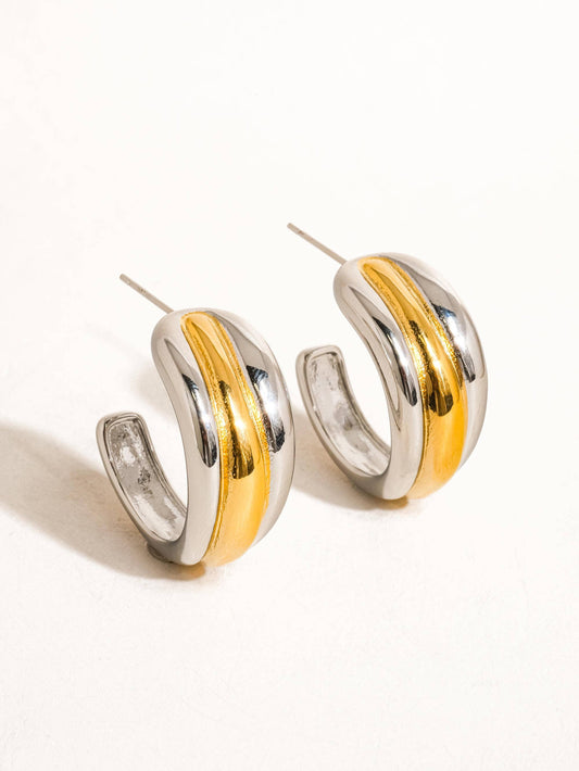 Anna 18K Non-Tarnish Multi C Hoop Earring