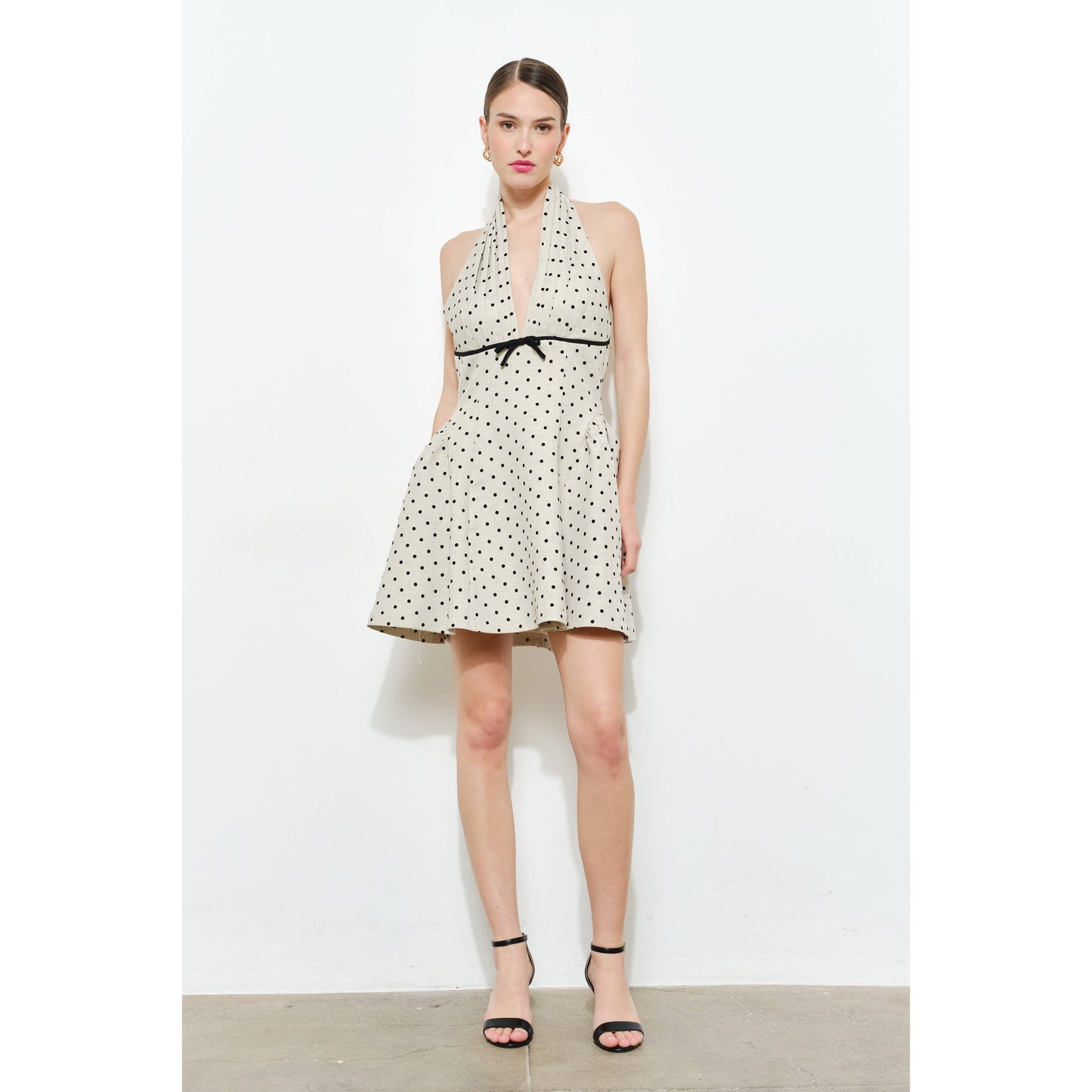 Adelaide Polka Dot Halter Mini Dress