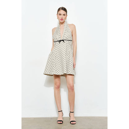 Adelaide Polka Dot Halter Mini Dress