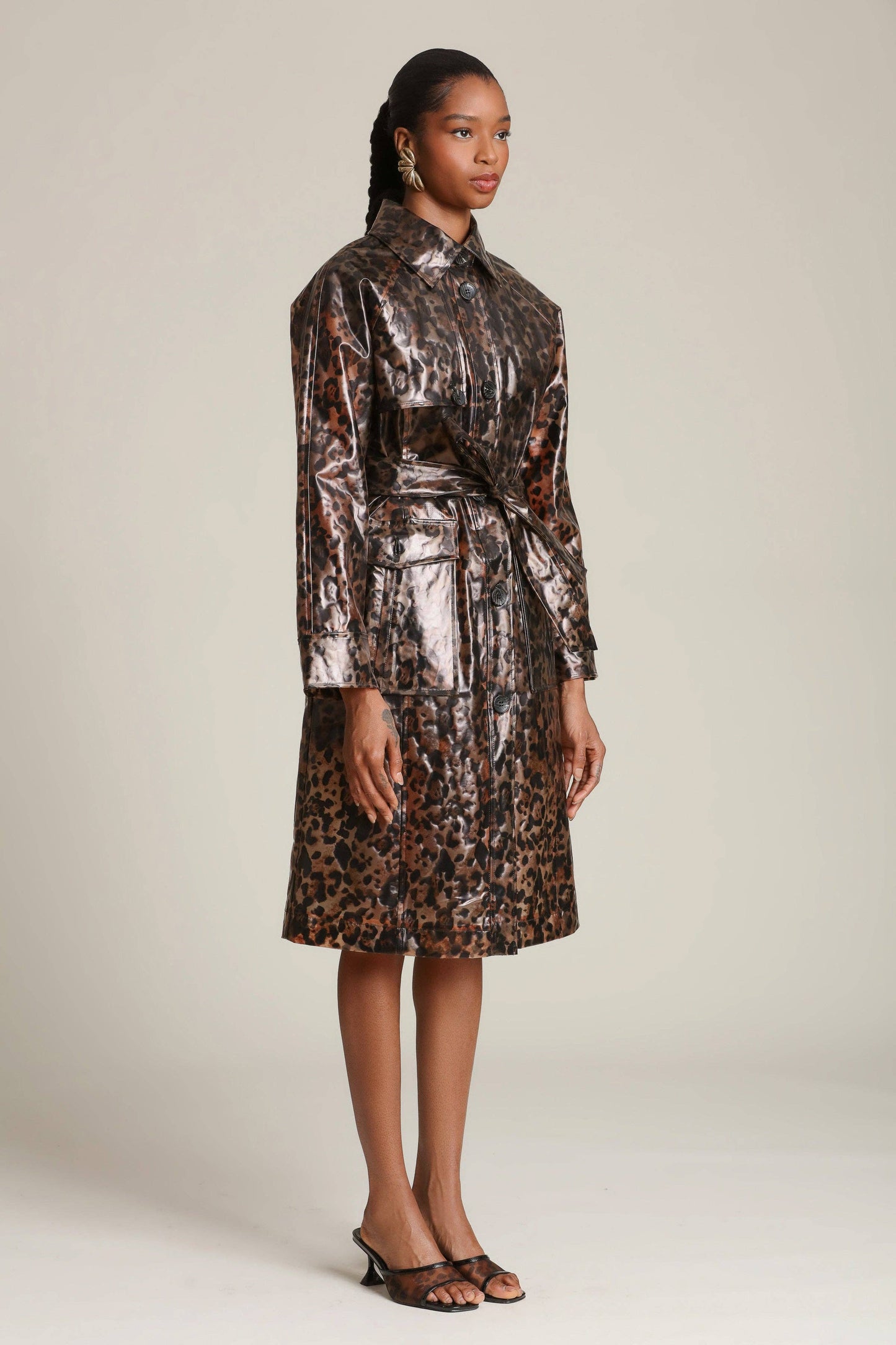 Reign Leopard Rain Trench Coat
