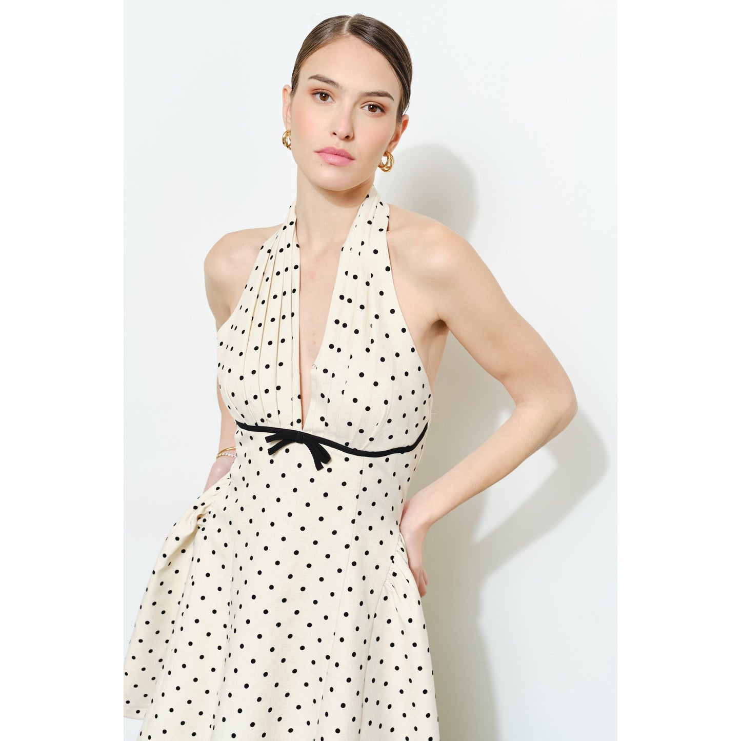 Adelaide Polka Dot Halter Mini Dress