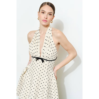 Adelaide Polka Dot Halter Mini Dress