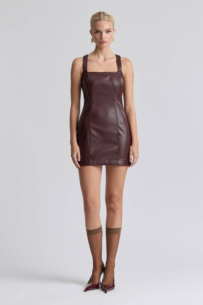 Basketweave Leather Mini Dress
