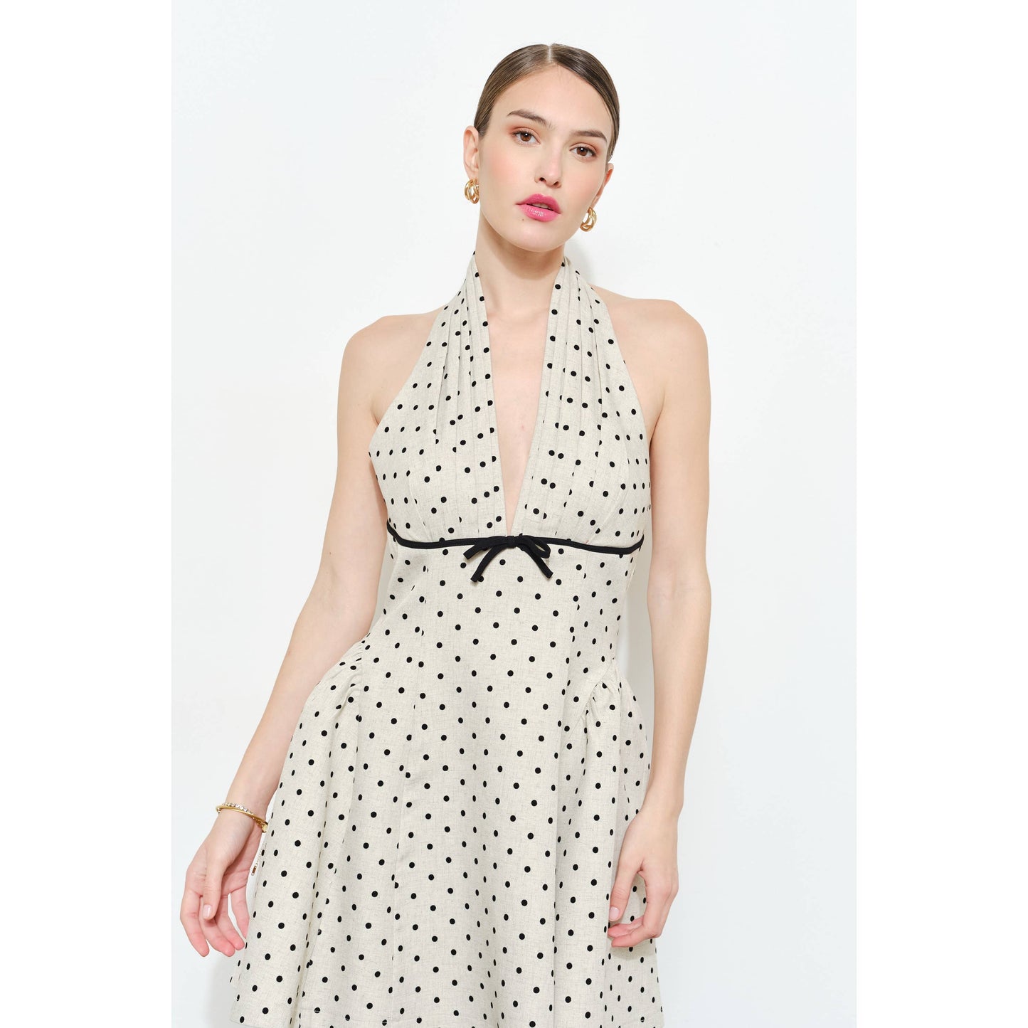 Adelaide Polka Dot Halter Mini Dress
