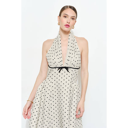 Adelaide Polka Dot Halter Mini Dress